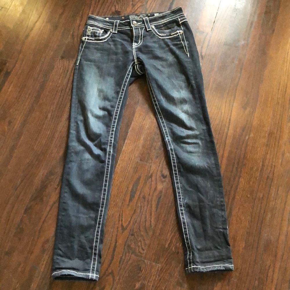 Black with white stitching Miss Me Jeans